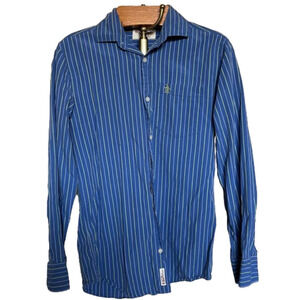 ORIGINAL PENGUIN ~ Blue and Yellow Striped Men's button down